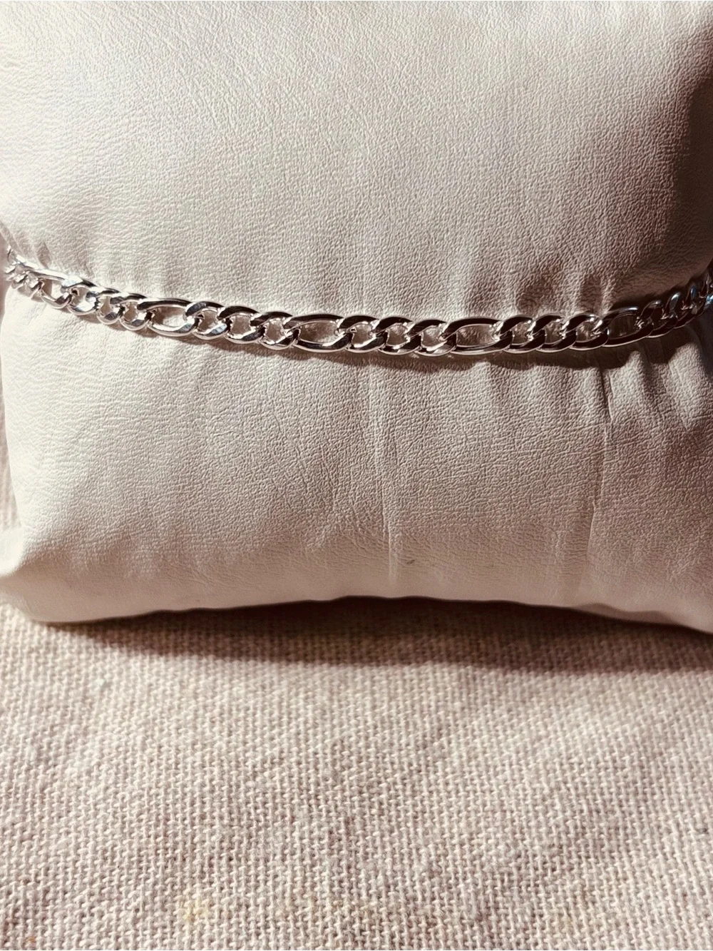 Men's Figaro Chain Necklace - Silver Finish